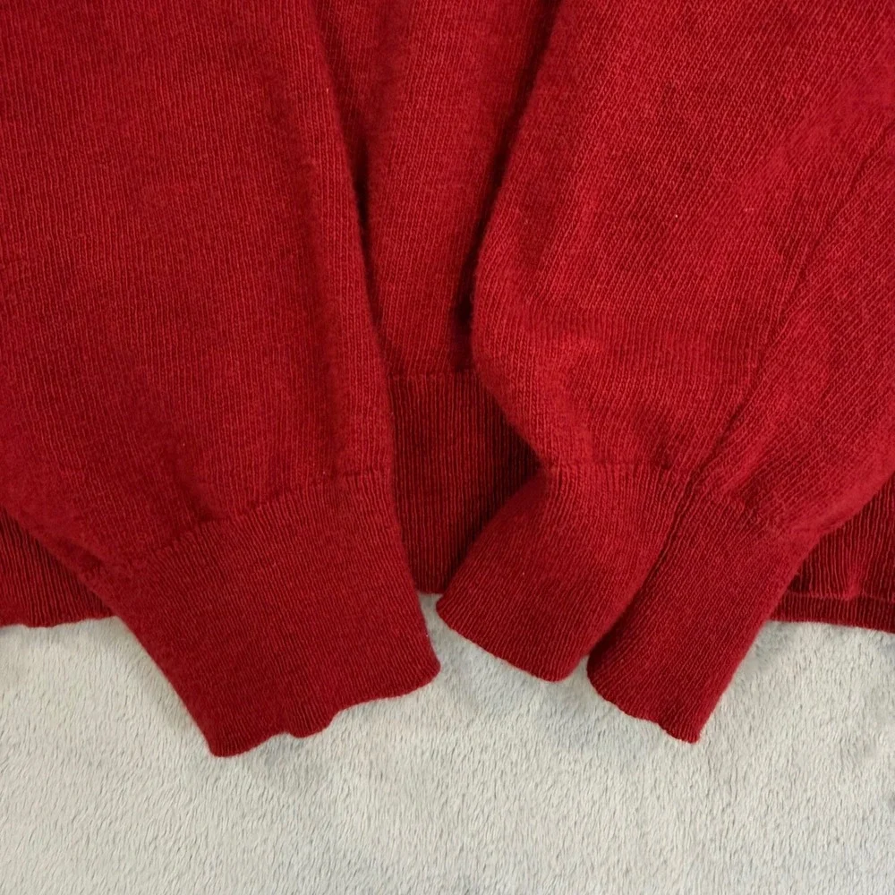 Barbour V-Neck Sweater Wool Mens Size XL Red Long Sleeve Embroidered Logo